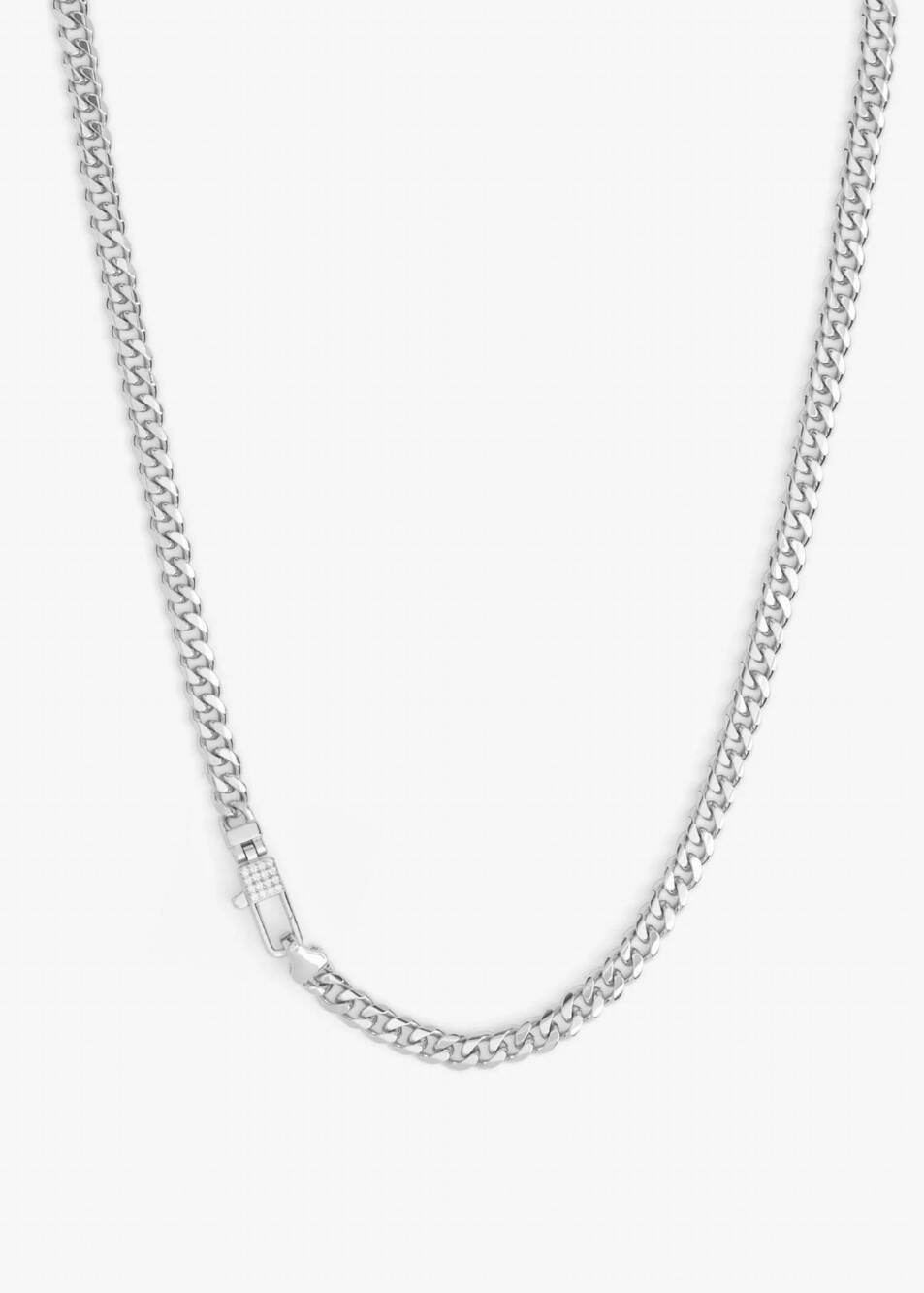 NEW MELINDA MARIA women's julian pavé lock necklace - 5mm in silver/white